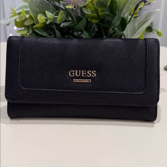 Guess Black Wallet with Gold Accents - Picture 2 of 11